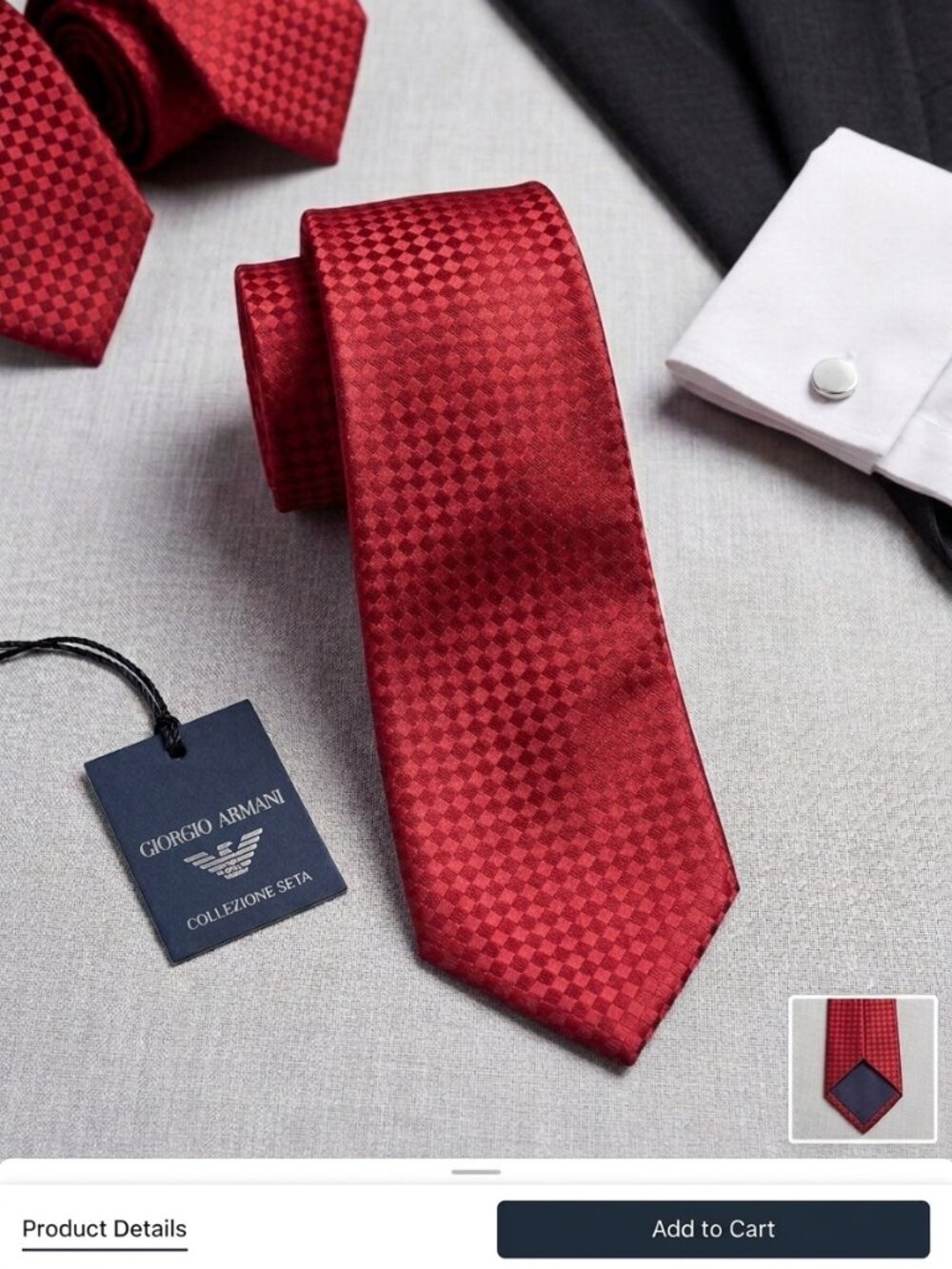 A Pierre Cardin red geometric diamond-pattern necktie
